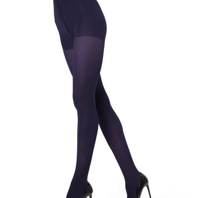 Women's Microfiber Opaque Control Top Tights Dark Navy M-L